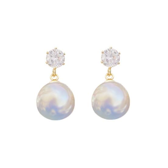 

1 пара универсальных сережек из сверкающей меди с подвесками из искусственного жемчуга «Русалка» C