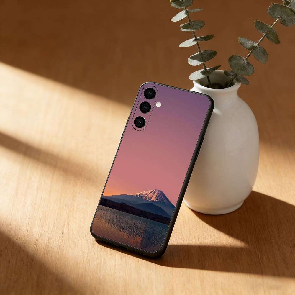 Mount Fuji Sonnenuntergang Handyhülle Für Samsung Galaxy A20,21s,22,31,32,52,53,72,73,80,91 Weiche Schwarze Hülle
