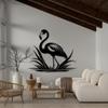 Black Metal Flamingo Wall Decor 3D Shadow Effect Tropical Home Art Modern Garden Sculpture