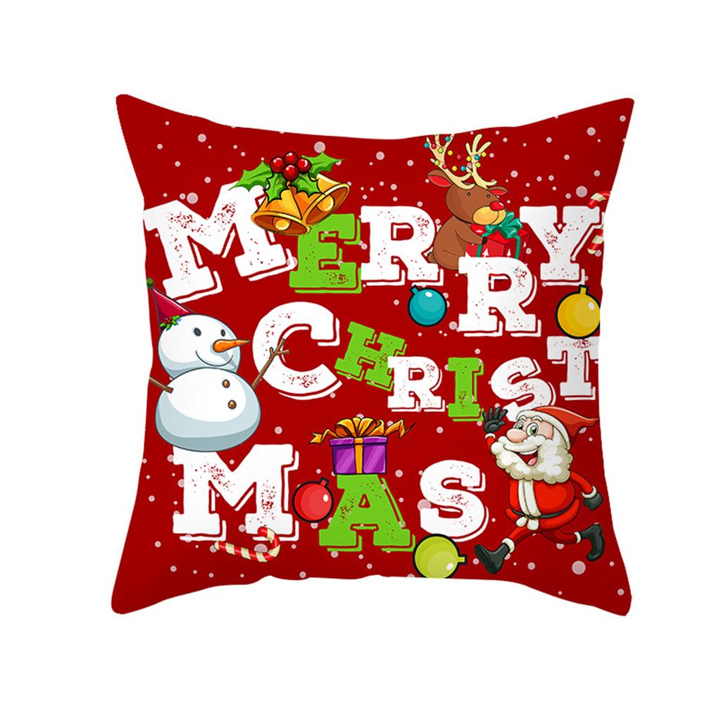Merry Christmas Cushion Cover Home Pillowcase Santa Claus Christmas Tree Snowman Polyester Pillowcase