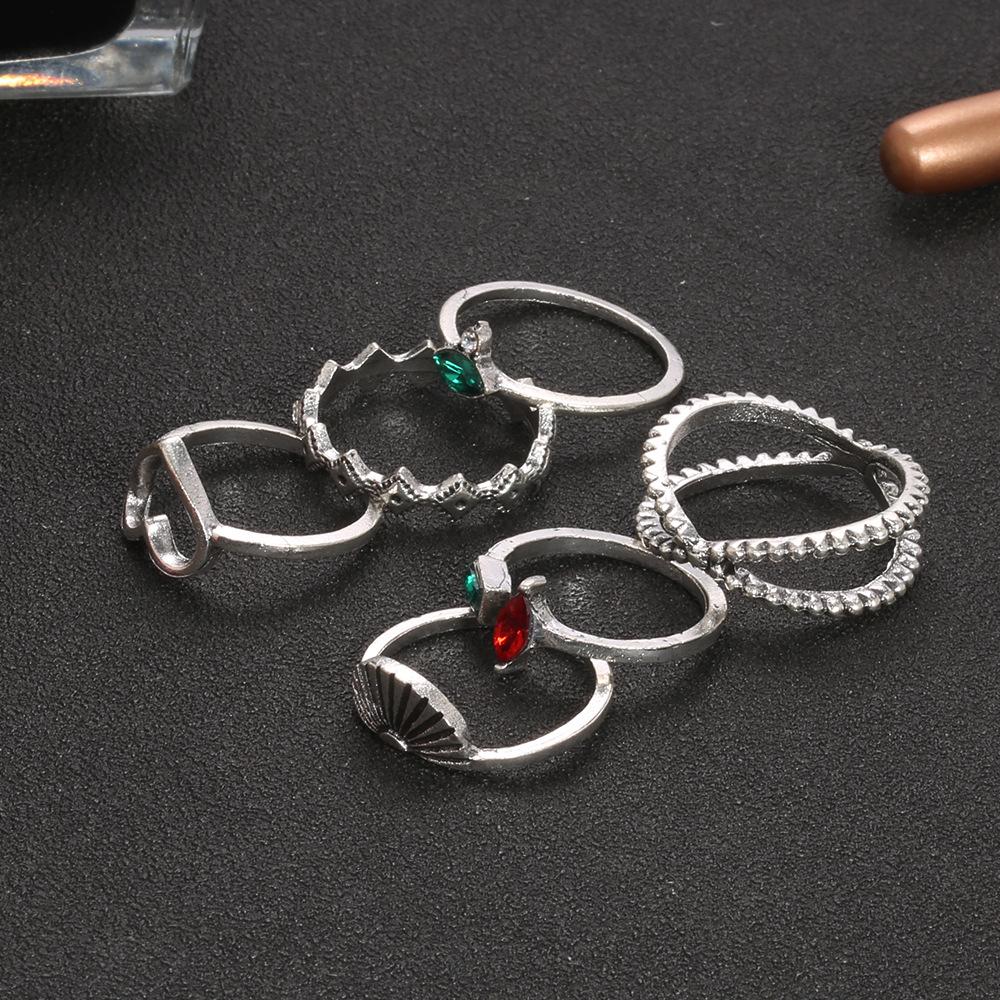 New Love Scallop Cross Openable Diamond Set Ring 6-Piece Combination Joint Ring