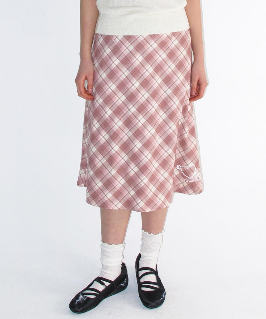 Ames Worldwide Grace Flared Midi Skirt Pink
