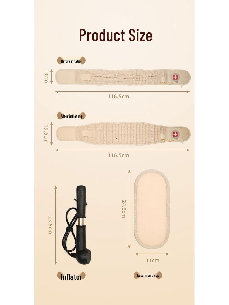 Unisex nafukovací bederní podpůrný pás pro dekompresi a korekci