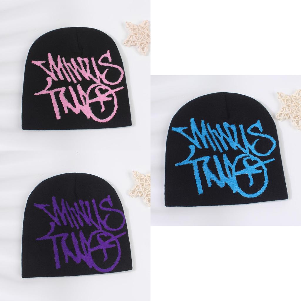 New Arrival Letter Print Knitted Hat Women Star Embroidery Warm Ear Protection Beanie Men