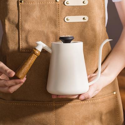 Czajnik do kawy pour over ze stali nierdzewnej 304 z termometrem, drewniana rączka, czajniczek do kawy, zagęszczony teflon, długi dzióbek, wąska szyjka