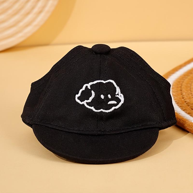 Regulowany kapelusz przeciwsłoneczny dla psa z haftem kreskówkowego psa, odpowiedni dla kotów i psów średnich i małych ras. Odporny na słońce i wodoodporny