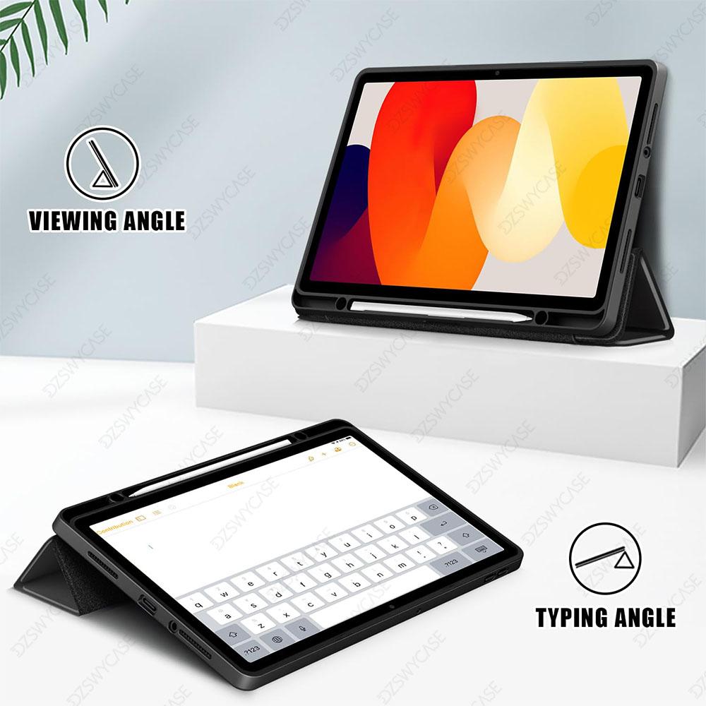 Case for Xiaomi Redmi Pad SE 11 Inch 2023, With Pencil Holder, Trifold Stand Clear PC Back Case, With Auto Sleep/Wake