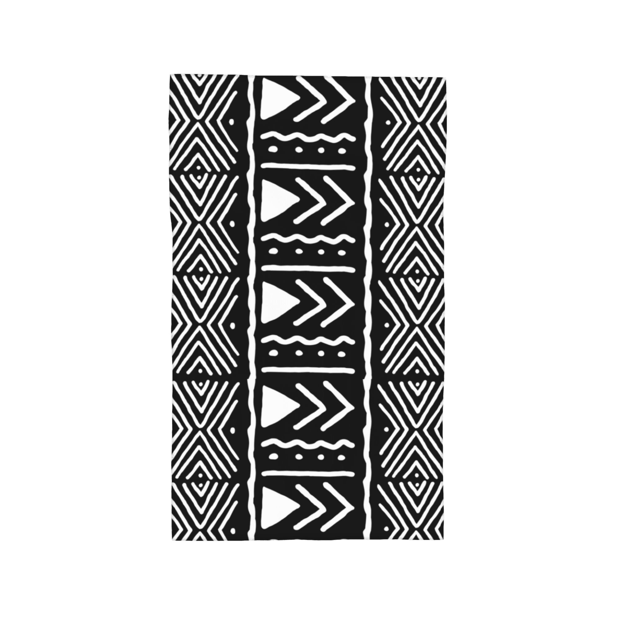 Black and White African Bogolan Tribal Pattern Soft Face Towel Quick Dry Pool Bath Cotton Towels Absorbent Quick W30*H60(CM)