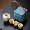 Portable Ceramic Tea Set: One Pot & Three Cups for Outdoor and Business Gifts
