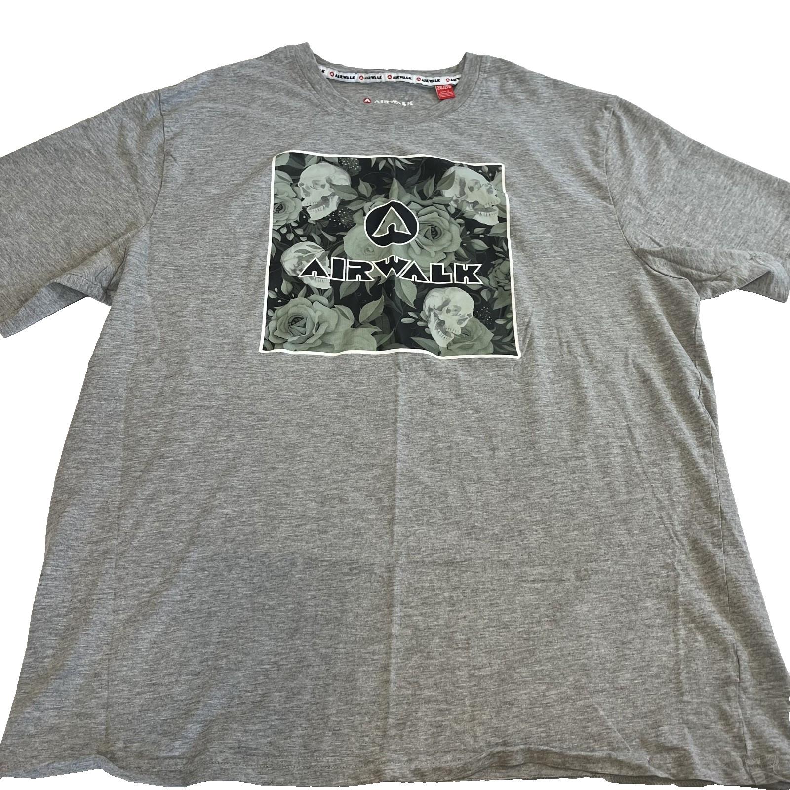 Airwalk Mens Graphic T Shirt Floral Logo Gray 2XL Skate Streetwear S