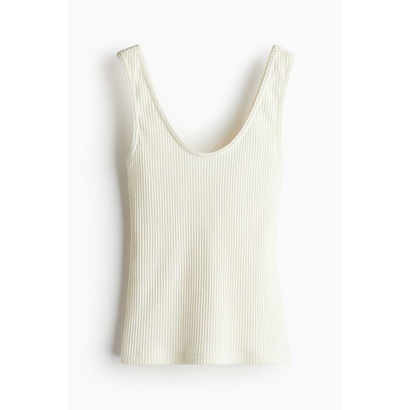 

HM Autumn Women Top Fashion Casual Silm Rib Vest 1235779 Cream color 170/104