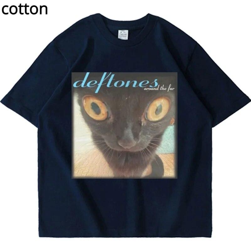 Deftones Around The Fur T-shirt unisex da donna Street Hip-hop Harajuku oversize maniche corte T-shirt in cotone nero alla moda