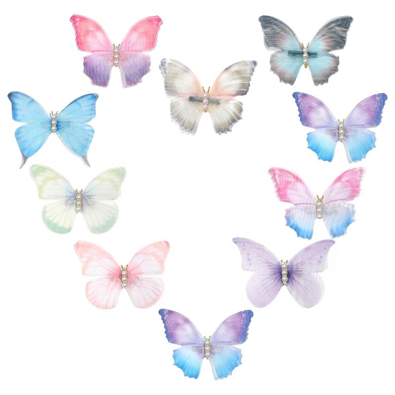 

5/10Pcs 3D Colorful Organza Butterfly Hair Clip Women s Photography Props Pearl Edge Hair Accessories Ancient Style Hair Clips 5Pcs