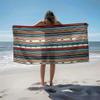 1pc Tribal Pattern Striped Textile Design 2D Printed Microfiber Beach Towel, Quick Dry Super Absorbent. Great for Beach, Pool