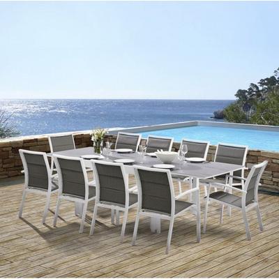 Garden Furniture Set Modulo T 6/10 + F 10 Full Glass White Wilsa Garden
