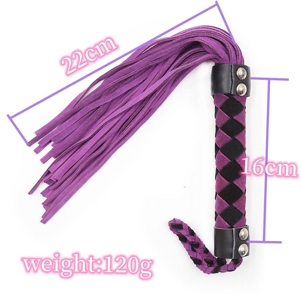 VaHppy Leather Whip SM BDSM Sex Games Toys Role Play 38CM 120G Tassel Tail Cowhide Braided Handle 7colors