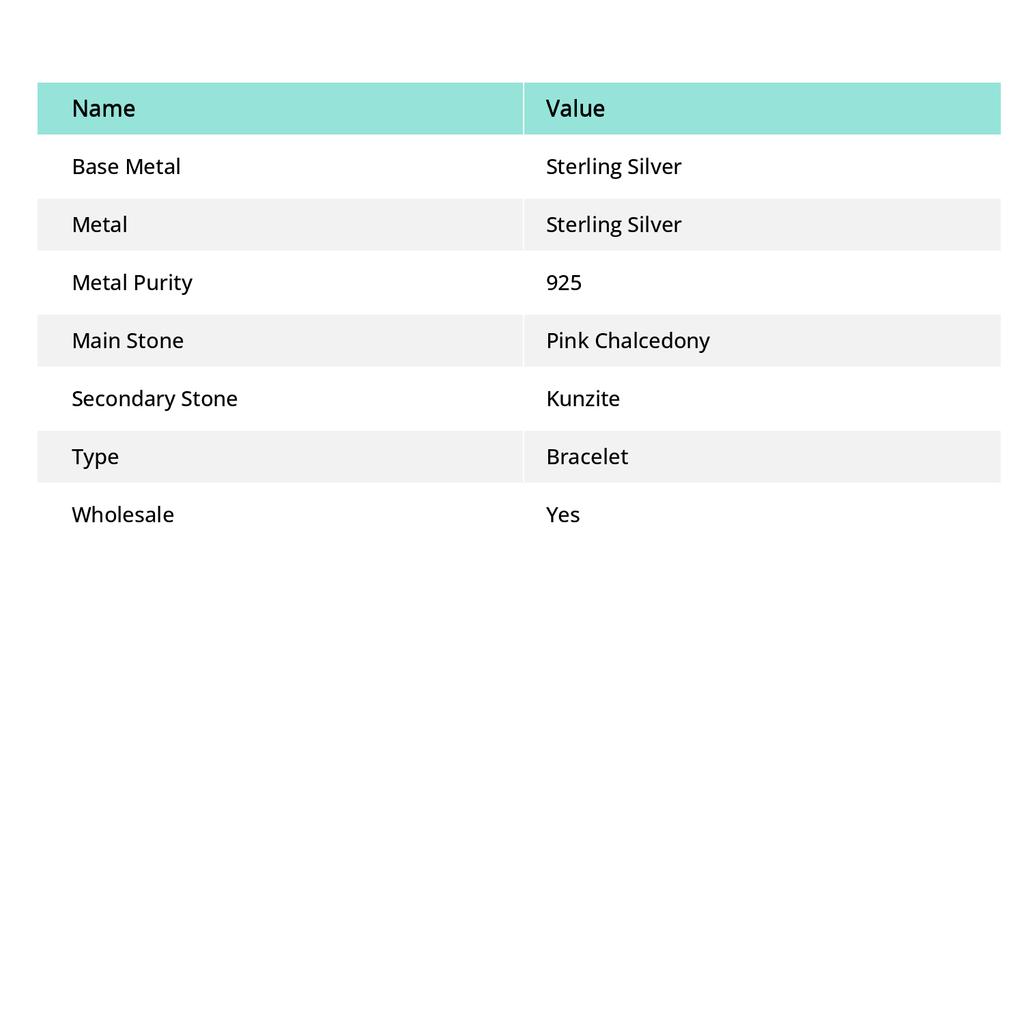 Pink Chalcedony, Kunzite Ethnic 925 Sterling Silver Jewelry Bracelet 7-8" K2t17