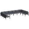 Garden Sofa Set with Cushions 10 Pcs Black Steel