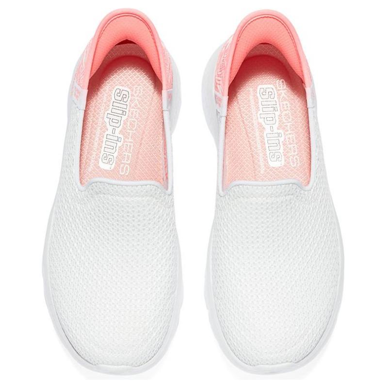 Skechers Go Walk Flex Women Cushioned Wear Resistant Low Top Casual Shoes White Pink 124829-WPK
