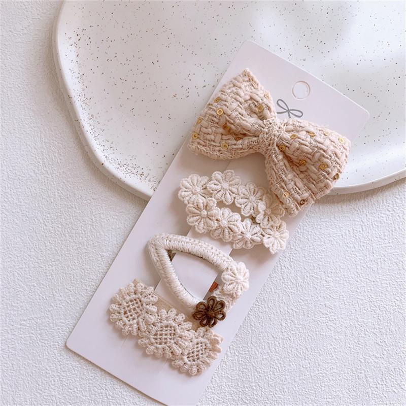 Cute Lace Flower Bow Hairpins Set Children Girls Kids Hair Clips Pins Barrettes Accessories Hairclip Headwear Headdress Ornament