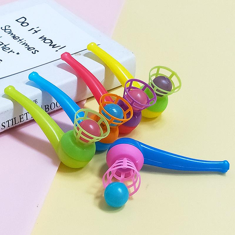 10pcs Funny Plastic Tube Blowing Ball Balance Toy Outdoor Sports Game Children's Fun Body Training Learning Toy