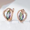 Kienl  Trend  Rose Gold Color Heart Drop Earring For Women Shiny Colorful Natural Zircon Accessories Daily Fine Jewelry