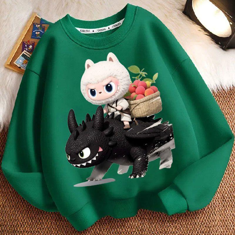 Cute Round-neck Hoodies for Children, Long-sleeved Loose Hoodies for Boys and Girls  Spring and Autumn
