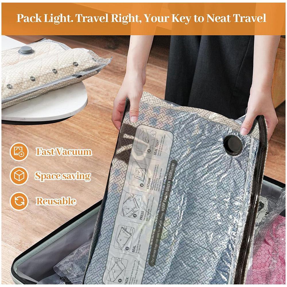 Vacuum Storage Bags with Electric Pump Valve Space Saver Compression Sealed Organizer for Clothes Wardrobe Travel Luggage Reusable Large Capacity