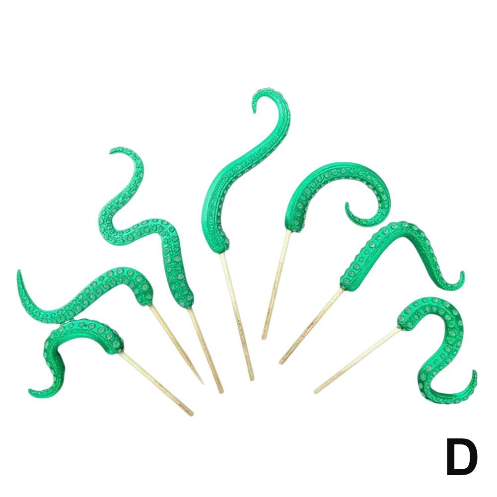 7 Stück Neue High-End Oktopus-Tentakel-Pflanzstäbe Harz Leuchtende Dekorations-Pflanzstäbe Lustige Halloween-Pflanzen-Ornamente Dekoration