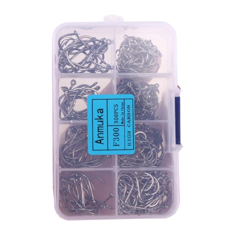 

300pcs Barbed Fishing Hook Metal Circles Hook Corrosions Resistant Eyed Sea Fish Hook for Saltwater and Freshwater