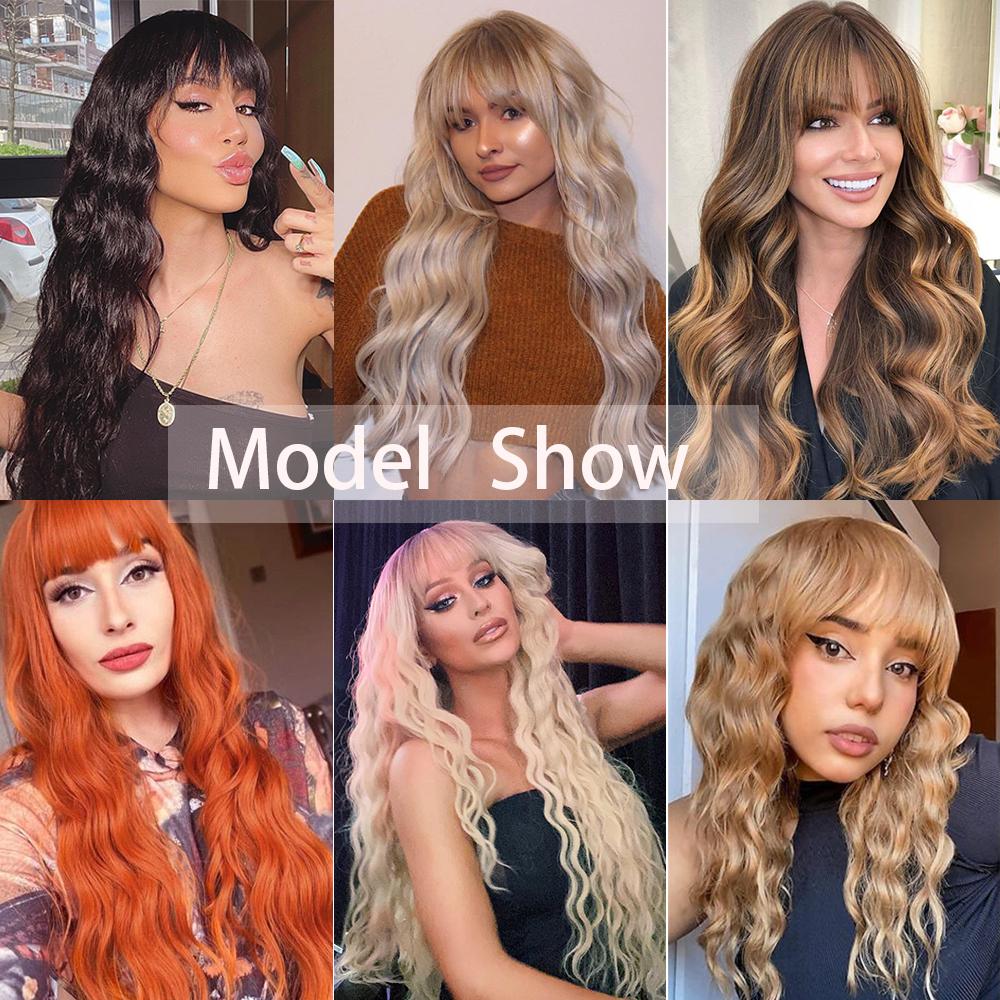 MISS WIG Ombre Hnědá Světle Blond Platinová Dlouhá vlnitá pro ženy Paruka na střední části vlasů Cosplay Přírodní teplu odolná syntetická paruka