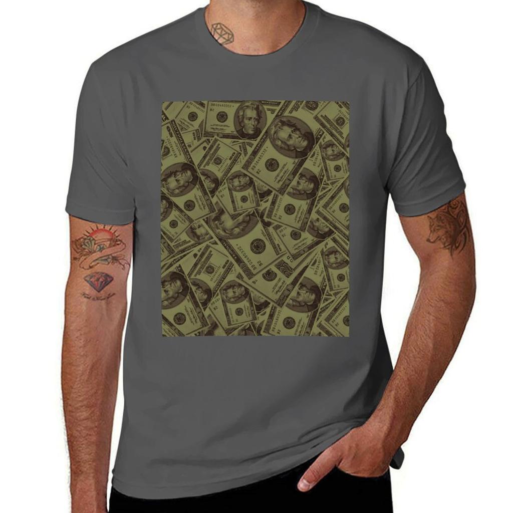 20-Dollar-Schein-Muster Geldwährungsmuster 20 Dollar Perfekte Geschenkidee T-Shirt Lässiger Streetstyle Kurzarm-T-Shirt T-Shirt
