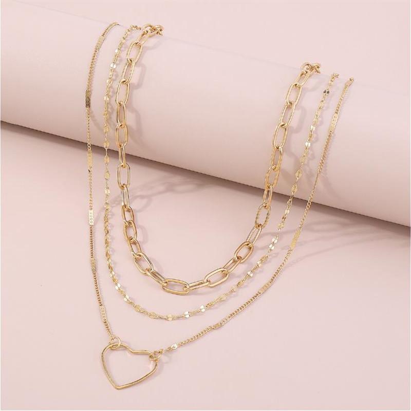 Europe, America, fashion and cold wind stacked accessories women, simple lip chain hollow love circle necklace