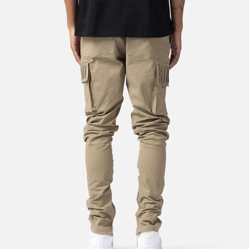 Men's Spring and Autumn Multi-Pocket Workwear Pants Straight Leg Slim Long Pants