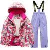 Children's Fashion Skiwear Set Boys' And Girls' Thickened Waterproof Warm Ski Suit Jacket And Trousers Outfit Set
