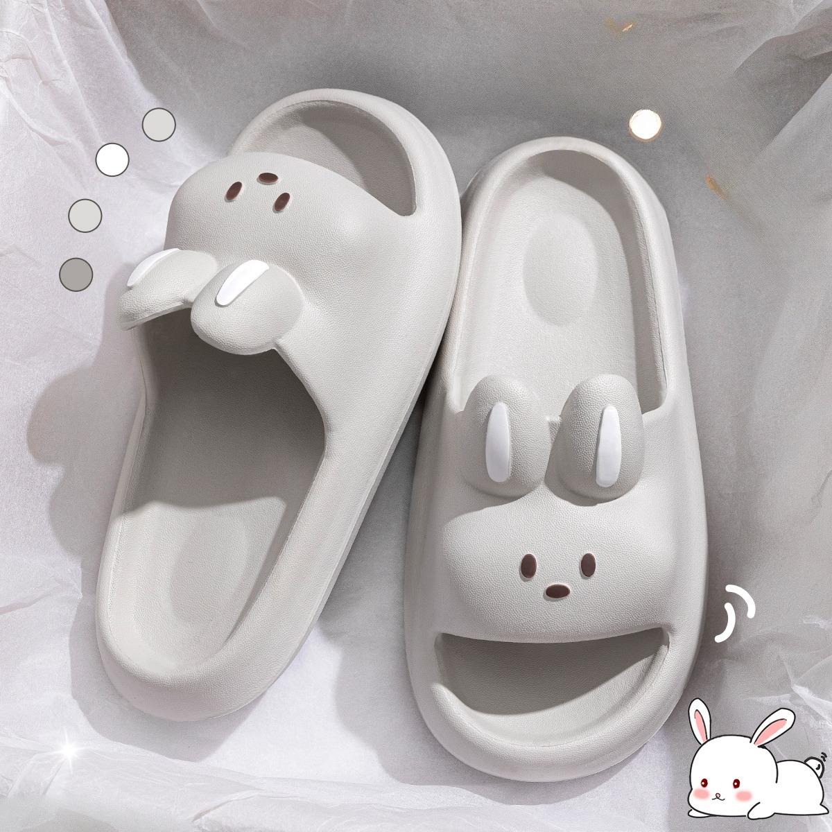 Cartoon Kaninchen Kinder Hausschuhe Erhöhte Dicke Sohle Indoor Outdoor Hausschuhe Bequeme Weiche Kinder Hausschuhe 38-39 grau