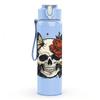 1PC Skull With Red Rose Floral Tattoo Print 750ml Color Plastic Sports Water Bottle Leakproof Flip Straw Lid Suitable for Sports Office Home Use