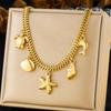 DIEYURO 316L Stainless Steell Pearl Starfish Imitation Shell Necklace For Women New Fashion Ocean Neck Chain Jewelry Gift