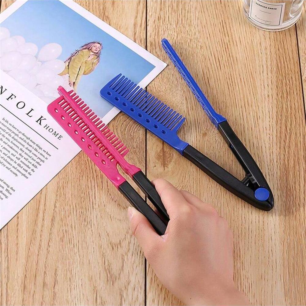 1PC Barber V Type Hair Straightener Comb Anti-static Haircut Hairdressing Brush Comb Folding Salon Hair Comb Clip Women
