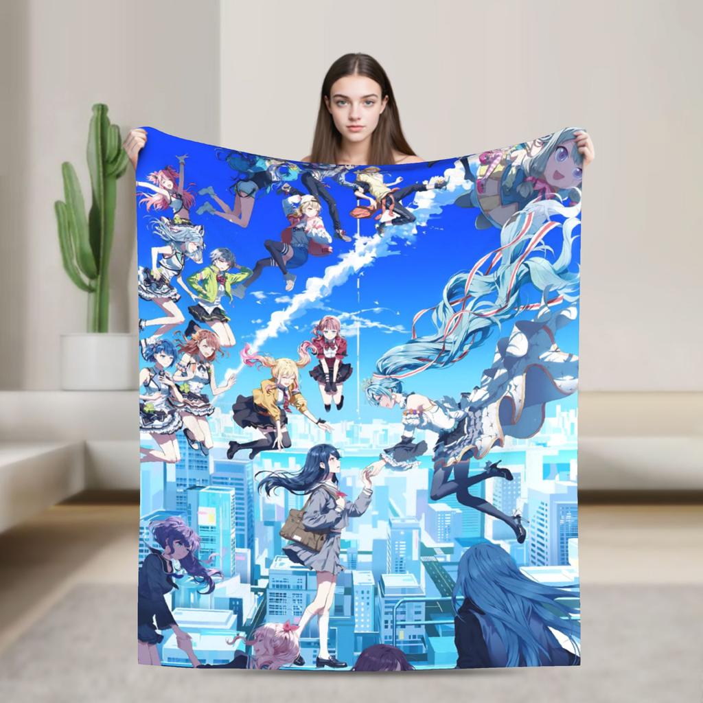 Project Sekai Colorful Stage Decken Warme Neuheit Plüsch Überwurfdecke für Sofa Sessel Camping Flanell Tagesdecke Bettbezug
