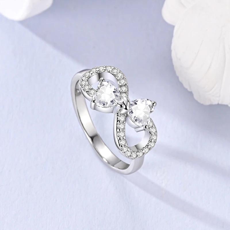 New copper Infinity Love Pink Heart Sparkling Cubic Zircon Rings Evil Eye Signet Ring for Women Protection Lucky Jewellery Gift