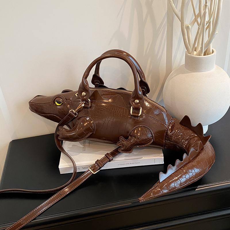 Street Cool Handbag Female PU Crocodile Shape 3D Creative Special-shaped Bag Can Be Crossed On One Shoulder