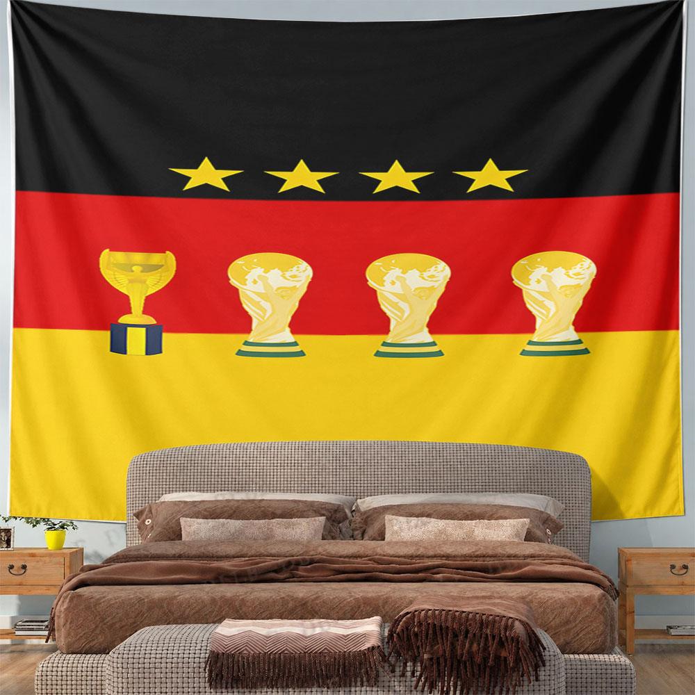 "Germany Flag with World Cup Trophies" Pattern Wall Hanging Tapestry Decorative Tapestry Home Decor for Bedroom and Living Room