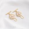 14K Gold-Filled Necklace/Bra Bracelet Connector with Inlaid Mother of Pearl and Drip Oil Rose Flower Clasp