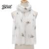 Comfortable Skin Friendly Scarf Lightweight for Women Cute Bee Pattern Neck Scarf Trendy Print Accessory Soft Long Thin Shawl Wrap Vacation Travel,