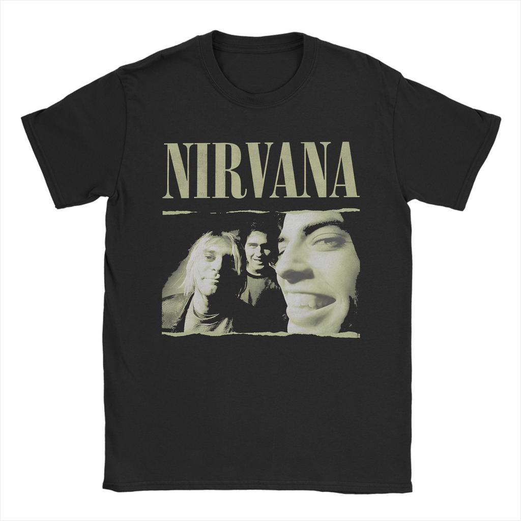 Kurt Cobain Guitar Rock-Nirvanas T Shirts Men Women 100% Cotton Vintage T-Shirts O Neck Tee Shirt Short Sleeve Clothes Plus Size
