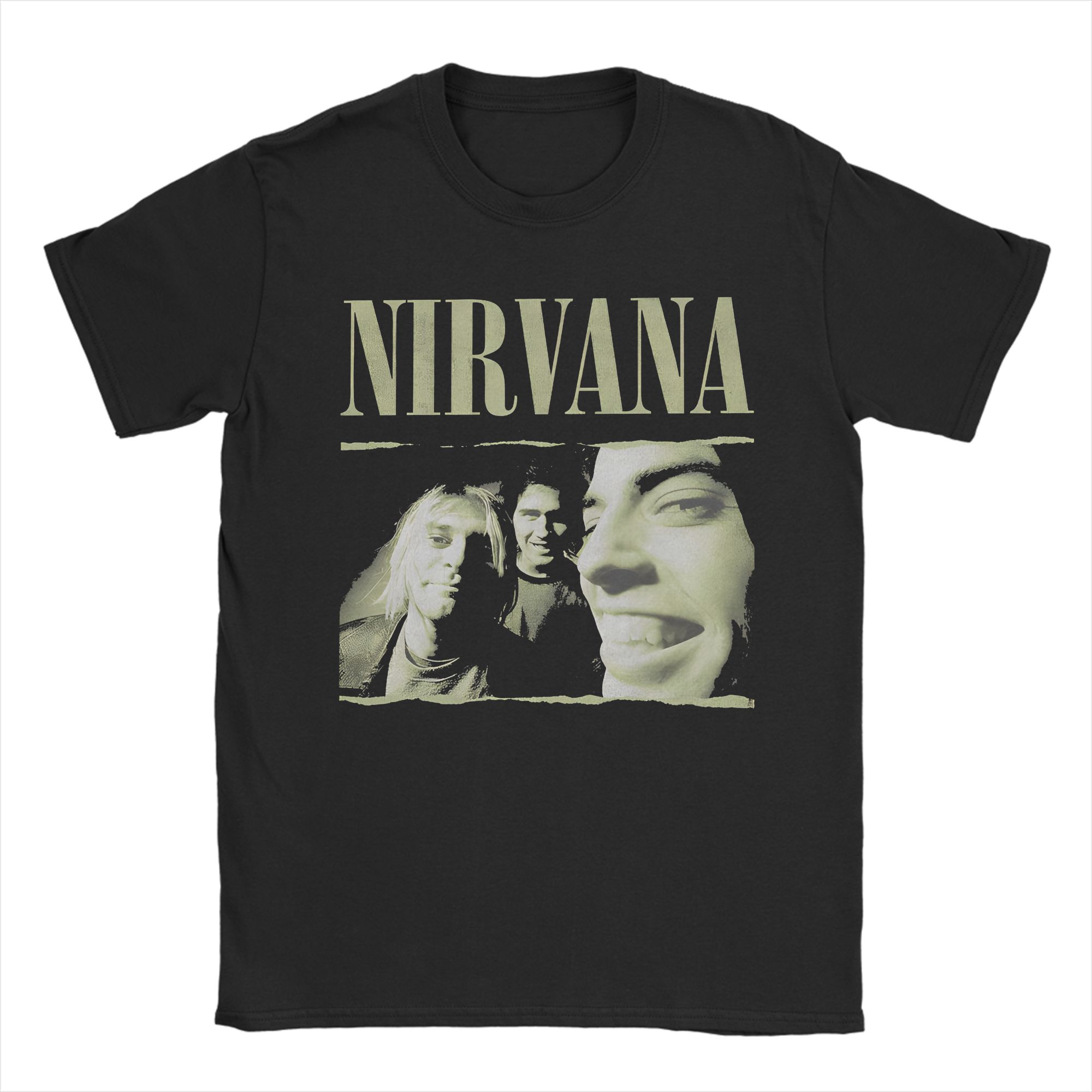 

Streetwear Rock-Nirvanas American Legends Band Kurt Cobain T Shirt Men s 100%Cotton Short Sleeve Crewneck Summer Clothing 4XL