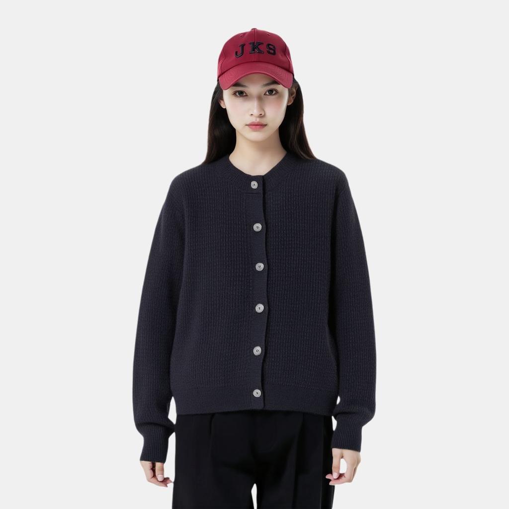 Uniqlo × Comptoir Des Cotonniers Collaboration Fw25 Single-Breasted Round Neck Solid Color Ribbed Edge Casual Loose Knit Sweater Women tops 480025-69