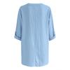 Women's European & American V-Neck Cotton-Linen Long Sleeve Button-Down Shirt - Autumn/Winter