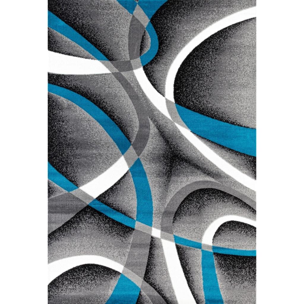 Modern Abstract Area Rug - Geometric Line Pattern Non-Slip Living Room Carpet